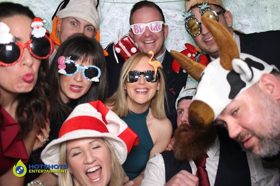 Wedding guests in the photo booth