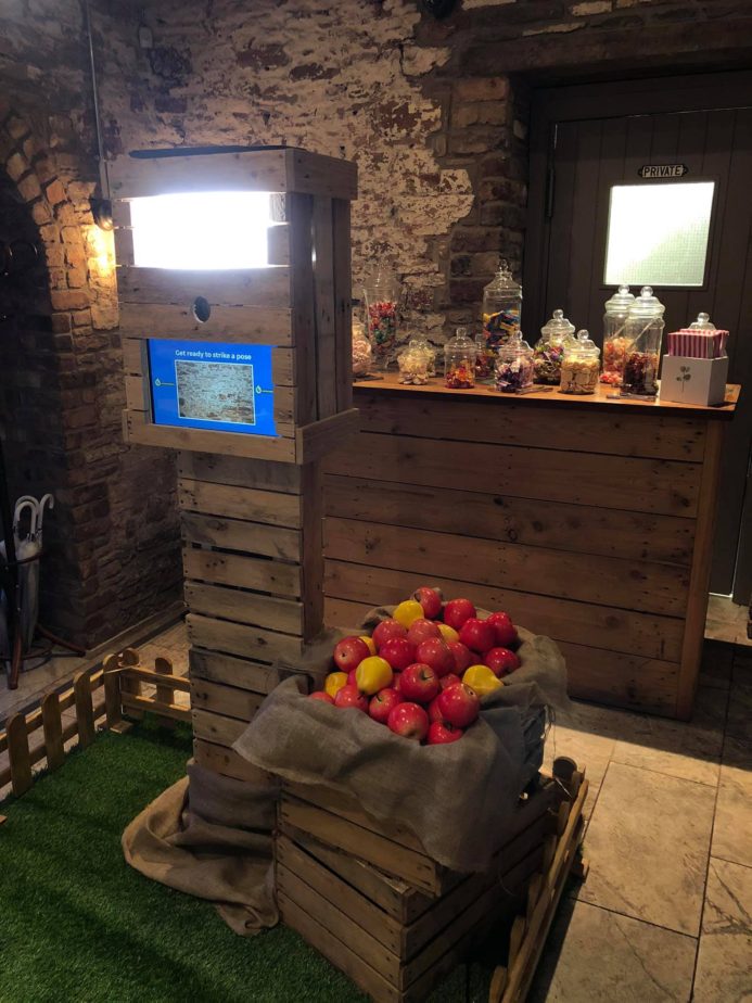 Rustic photo booth hire at The White Horse Barn in Hambrook.