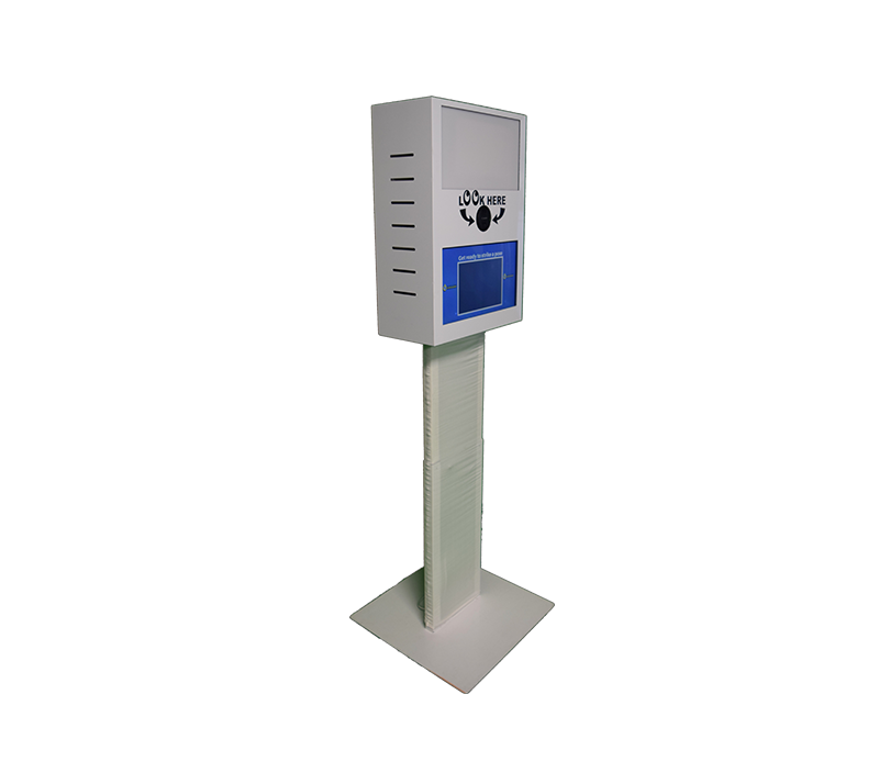 Open style photo booth that comes with a choice of background or green screen and props.